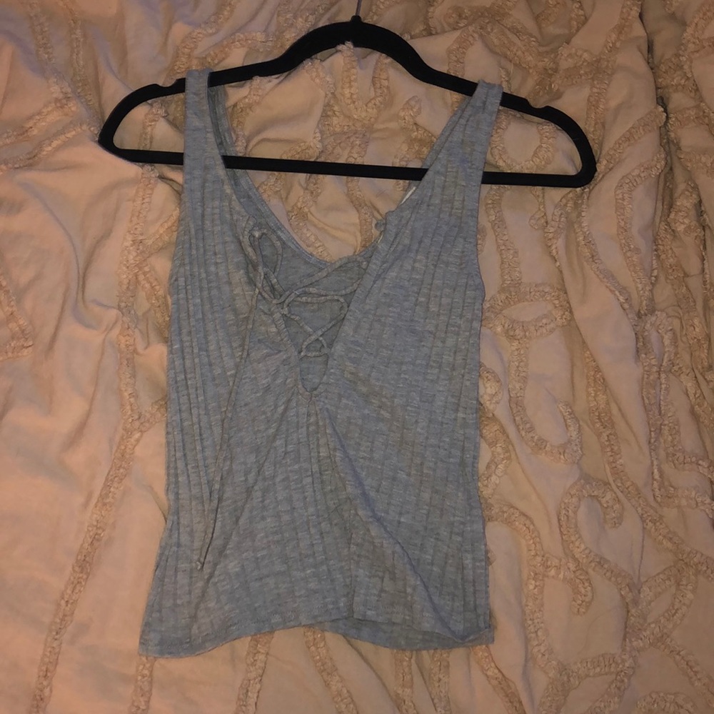 Grey lace up tank